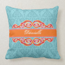 Modern Swirl Flourish Heart Tangerine Chic Citrus Pillows