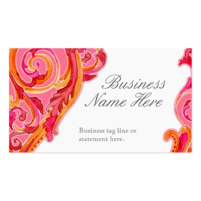 Modern Swirl Flourish Heart Tangerine Hot Pink Business Card