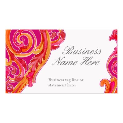Modern Swirl Flourish Heart Tangerine Hot Pink Business Card Templates