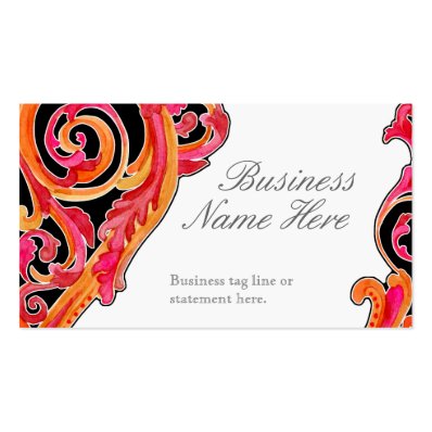 Modern Swirl Flourish Heart Tangerine Hot Pink Business Card Templates