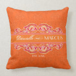 Modern Swirl Flourish Heart Tangerine Hot Pink Throw Pillows