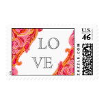 Modern Swirl Flourish Heart Tangerine Pink Postage