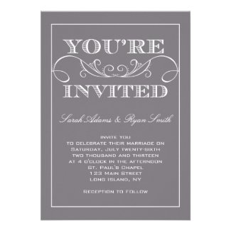 Modern Swirl Grey Wedding Invitation