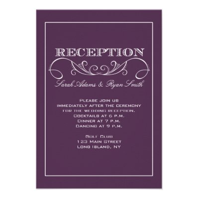 Modern Swirl Purple Reception Invitation