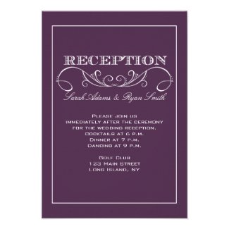 Elegant Purple Reception Invitations