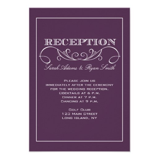 Modern Swirl Purple Reception Invitation