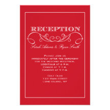 Modern Swirl Red Wedding Reception Invitation