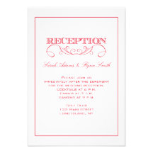 Modern Swirl Red Wedding Reception Invitation