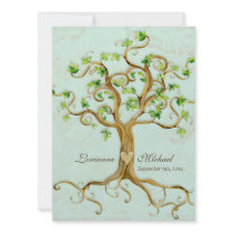 Modern Swirl Tree Roots Leaf Antique Parchment Personalized Invite
