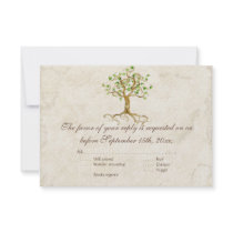Modern Swirl Tree Roots Leaf Antique Parchment Custom Announcement