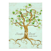 Modern Swirl Tree Roots Leaf Antique Parchment Personalized Announcement