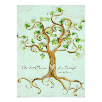Modern Swirl Tree Roots Leaf Antique Parchment Announcement