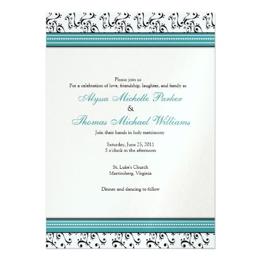 Modern Swirl Wedding Invitation (Teal)