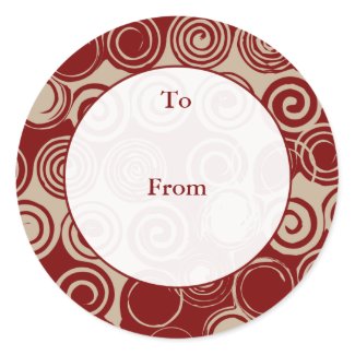 Modern Swirls Custom Gift Tags - Brown sticker