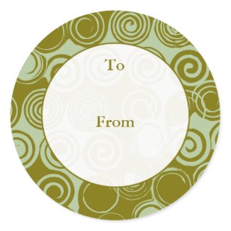 Modern Swirls Custom Gift Tags - Green sticker