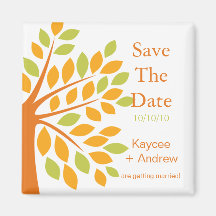Modern Tangerine Tree Save The Date Refrigerator Magnets