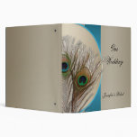 Modern Taupe Aqua Peacock Feather Wedding Album Vinyl Binder