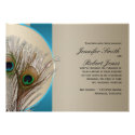 Modern Taupe Aqua Peacock Wedding Invitation