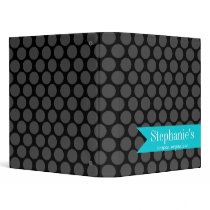 Modern Teal and Black Polka Dot Coupon Organizer 3 Ring Binders