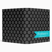 Modern Teal and Black Polka Dot Recipe Organizer 3 Ring Binders