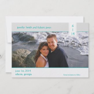 Modern Teal and Grey Photo Save the Date invitation