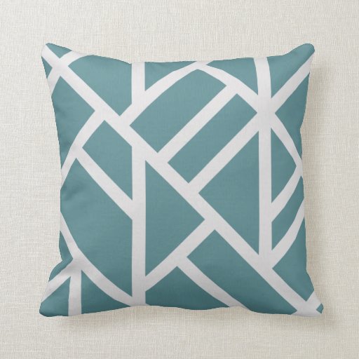 Modern Teal and White Abstract Stripes Throw Pillow Zazzle