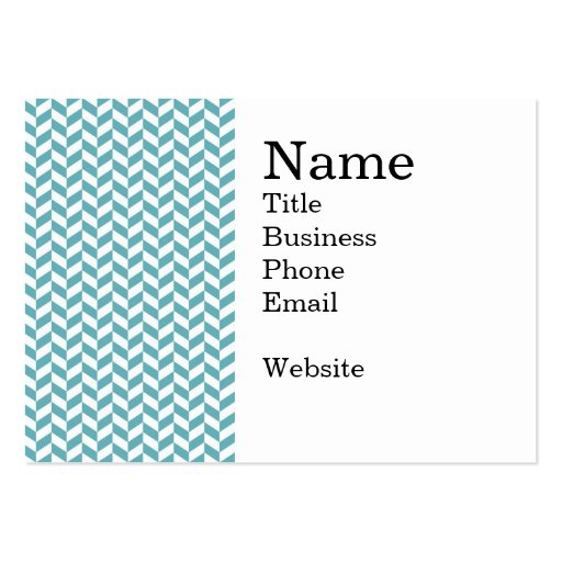 Modern Teal Blue and White Hip Striped Pattern Business Card Templates (front side)