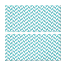 Modern Teal Blue and White Hip Striped Pattern Stretched Canvas Prints