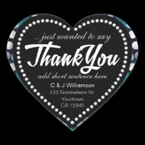 Modern Teal Dots Thank You Heart stickers