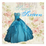 Modern Teal Gown Sweet 16th Birthday Invitation