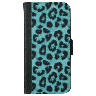 Modern Teal Green Leopard Print iPhone 6 Wallet Case