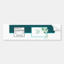 Modern Teal Peacock Wedding Water Bottle Label Bumper Sticker