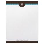 Modern Teal Stripe &amp; Chocolate Monogram Letterhead