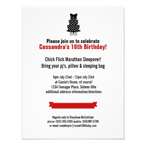 Modern Teen Sweet 16th Birthday Red Ribbons Invitation