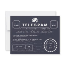 Modern Telegram Card Save the Date - Navy Personalized Invite