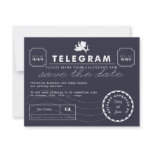 Modern Telegram Card Save the Date - Navy Personalized Invite