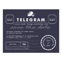 Modern Telegram Card Save the Date - Navy Personalized Invite