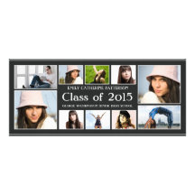 Modern Ten Photo Collage Graduation Announcment Invitations