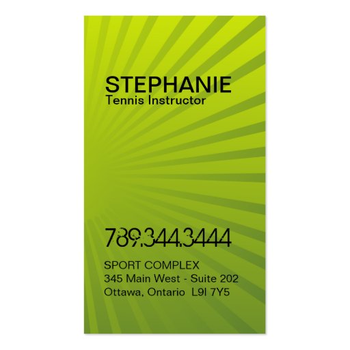 Modern Tennis Coach Business Cards (back side)