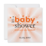 Modern Text Orange Stars Funny Baby Shower Party invitation