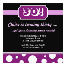 Modern Thirtieth Bithday Party Personalized Invitation
