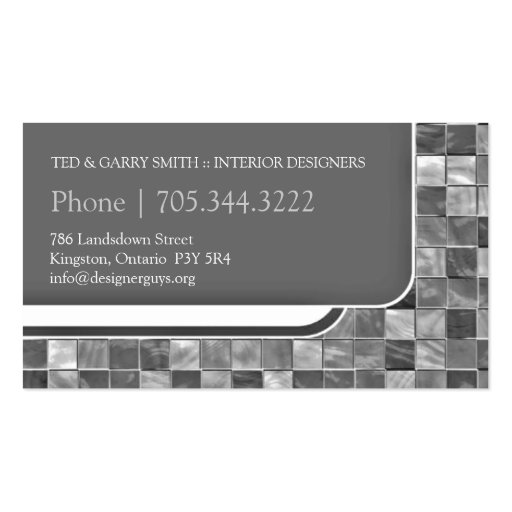 Modern Tiles Business Card (back side)