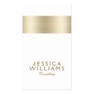 Modern Tin Gold Stripe Accent On White Double-Sided Standard Business Cards (Pack Of 100)