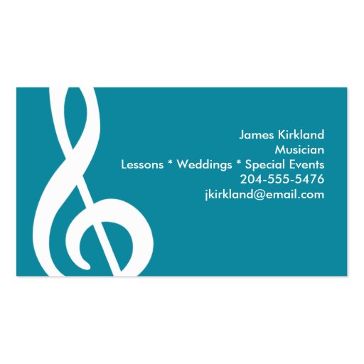 Modern Treble Clef Business Card (front side)