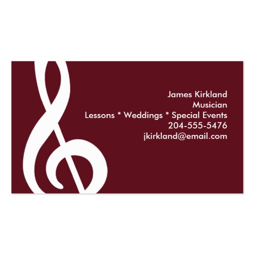 Modern Treble Clef Business Card Templates (front side)