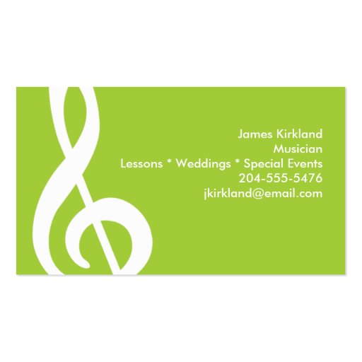 Modern Treble Clef Business Cards