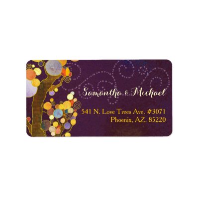 Modern Trees Purple Wedding Label