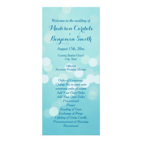 Modern Trendy Aqua Blue Wedding Program Template Full Color Rack Card
