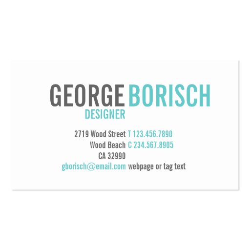 Modern Trendy Blue White Grey Business Card (front side)
