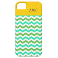 Modern, trendy, cool green and aqua blue chevron iPhone 5 case